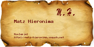 Matz Hieronima névjegykártya